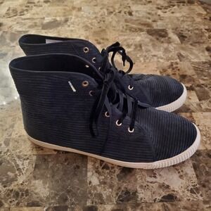 Toms Camarillo Corduroy womens shoes high top sneakers black size 8 fall preppy